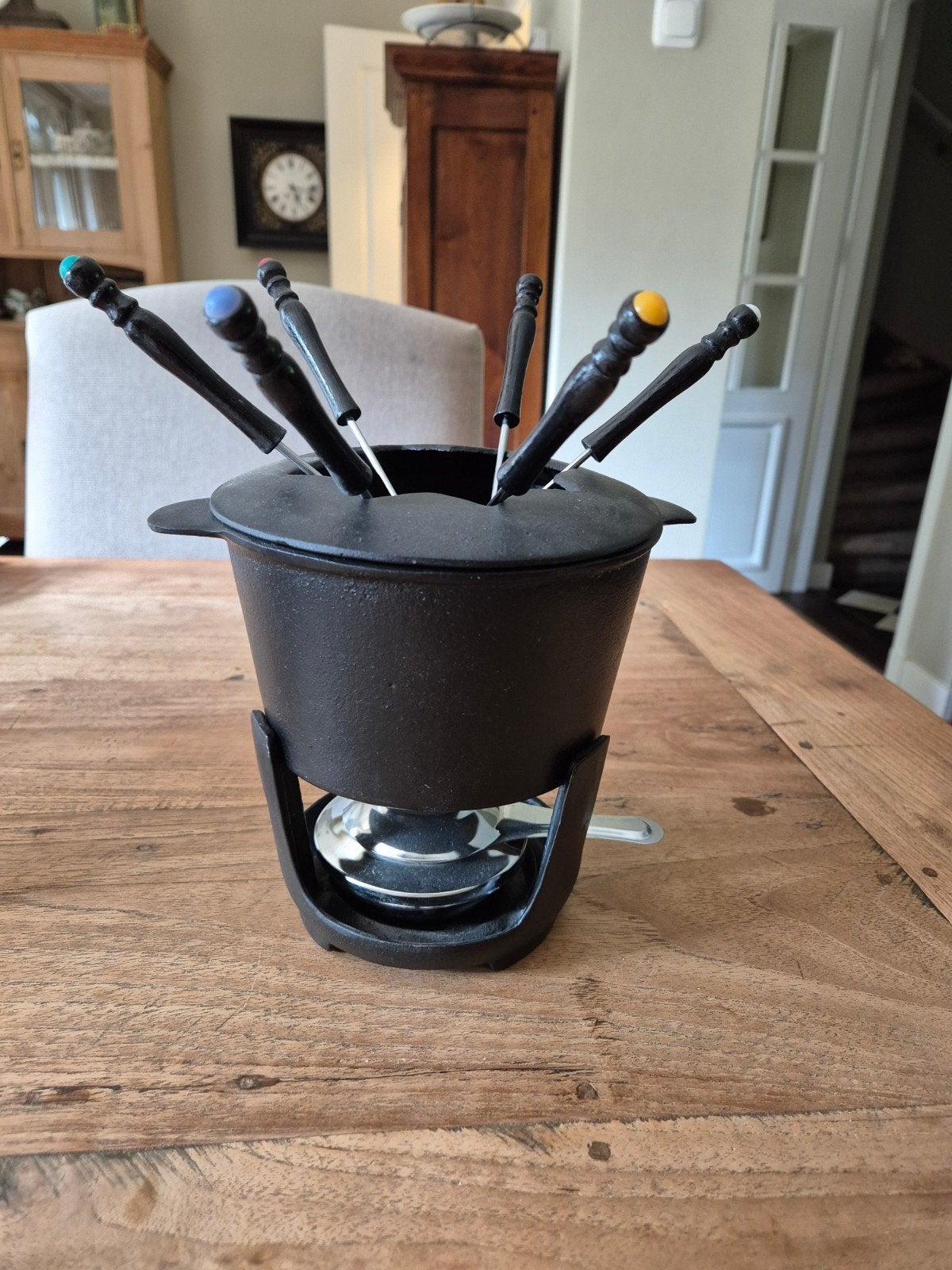 Fonduepan Gietijzer - 1.2 liter, Ophalen, Gebruikt, Brander, Fondueset