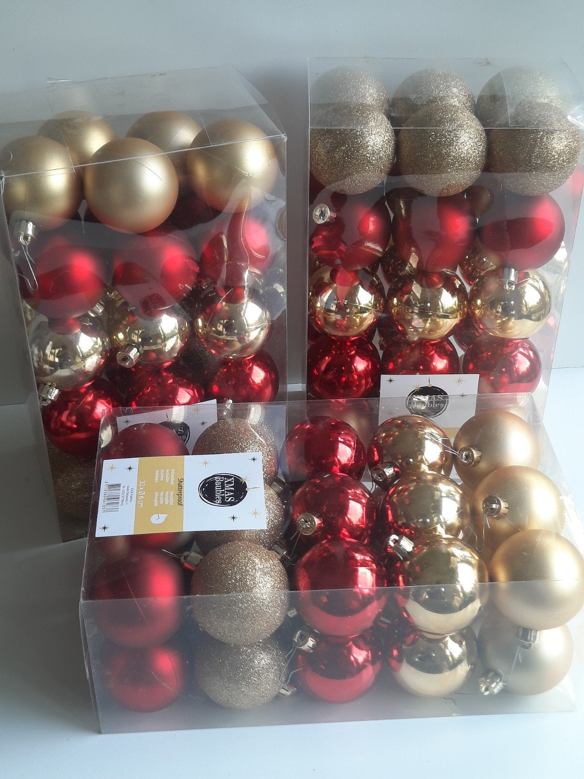 3 dozen kerstballen in rood en goud, Ophalen of Verzenden, Zo goed als nieuw