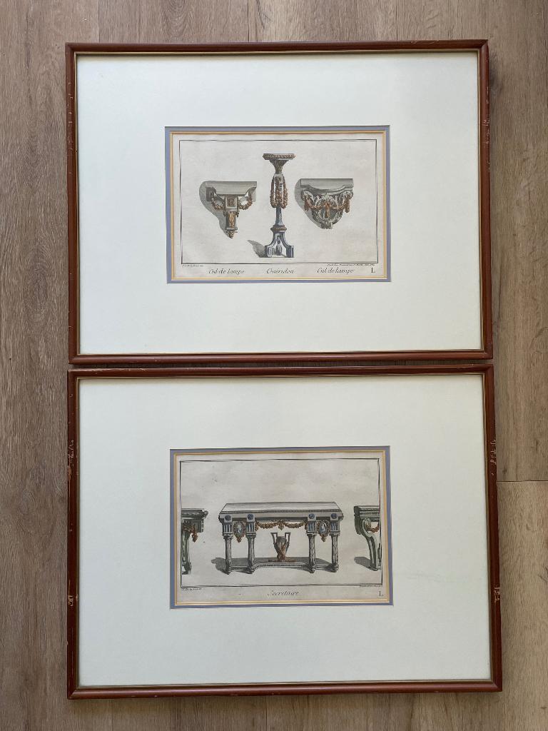 Twee gravures van Jean Charles de la Fosse ca. 1773, Antiek en Kunst, Met tekst, Architectuur, Ophalen of Verzenden, Gravure
