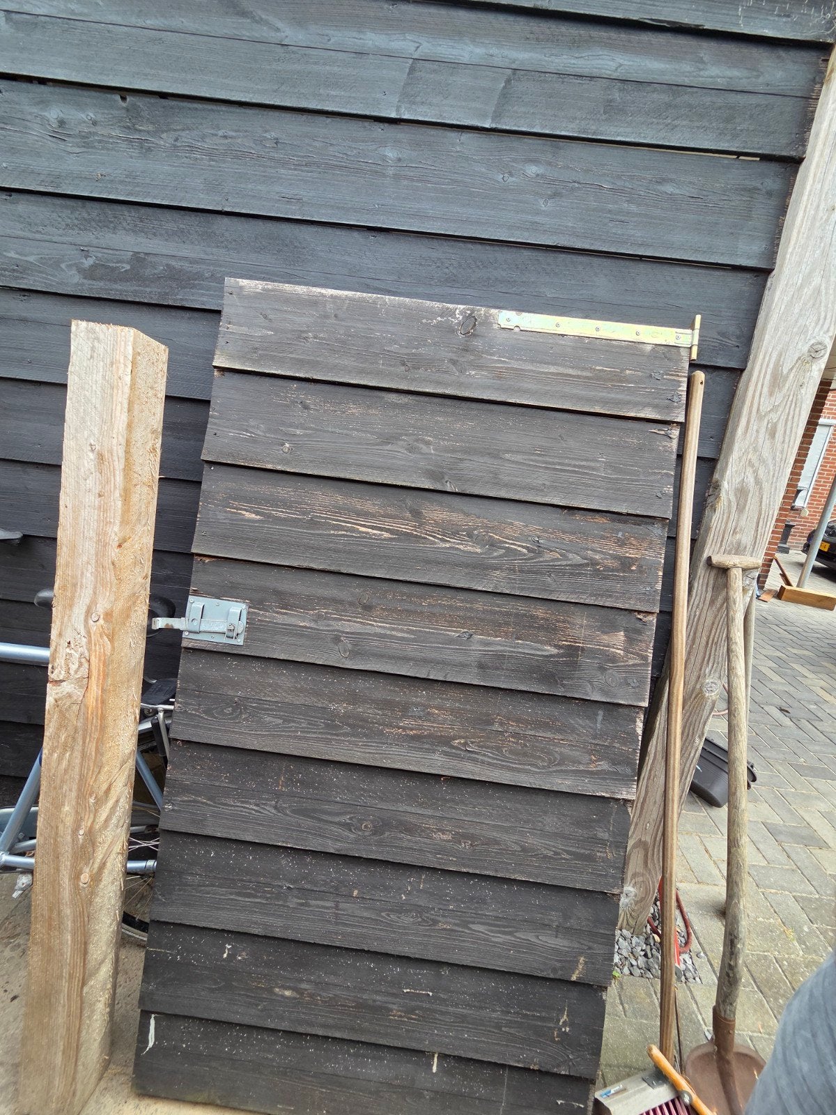 Houten tuindeur met beslag, Ophalen, Gebruikt, 80 tot 100 cm, Buitendeur