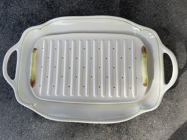 Keramische Aspergeschaal, als nieuw, Huis en Inrichting, Keramiek, Ophalen of Verzenden, Overige stijlen, Schaal of Schalen