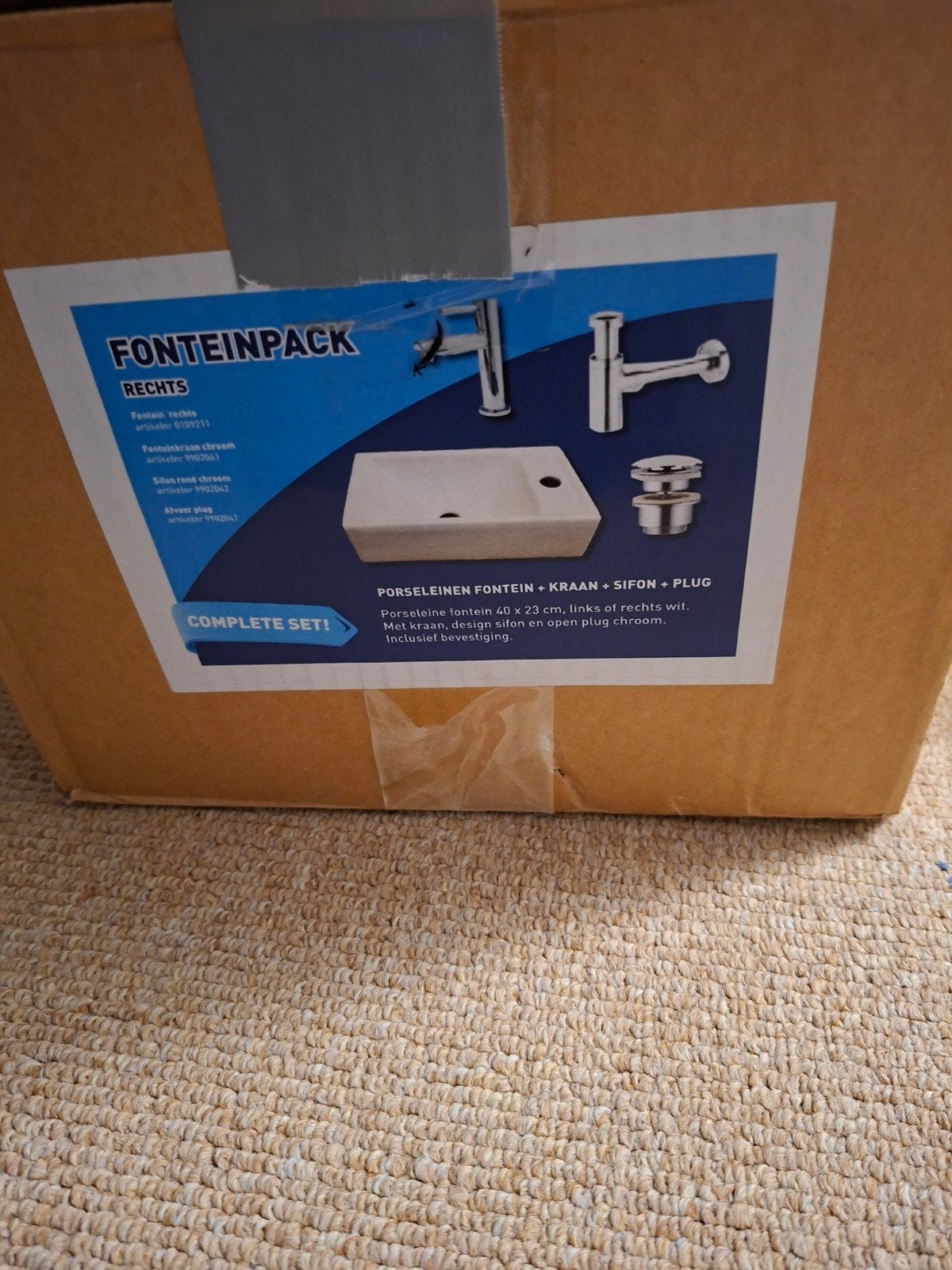 Nieuw Fonteinpack: Porseleinen Fontein, Kraan, Sifon, Plug, Ophalen, Nieuw, Chroom, Wastafel