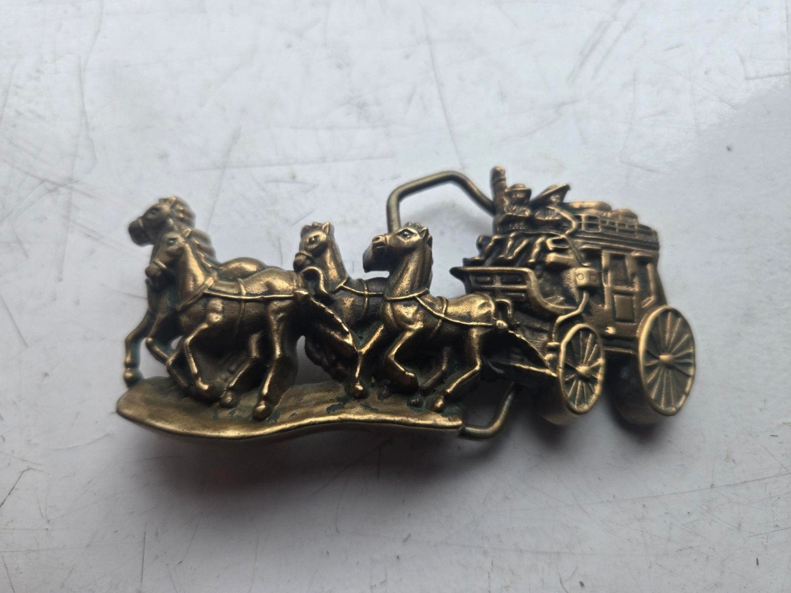 Vintage Baron (BBB) Brass Belt Buckle Stagecoach, Kleding | Heren, Riemen en Ceinturen, Losse buckle of gesp, Baron, Minder dan 95 cm