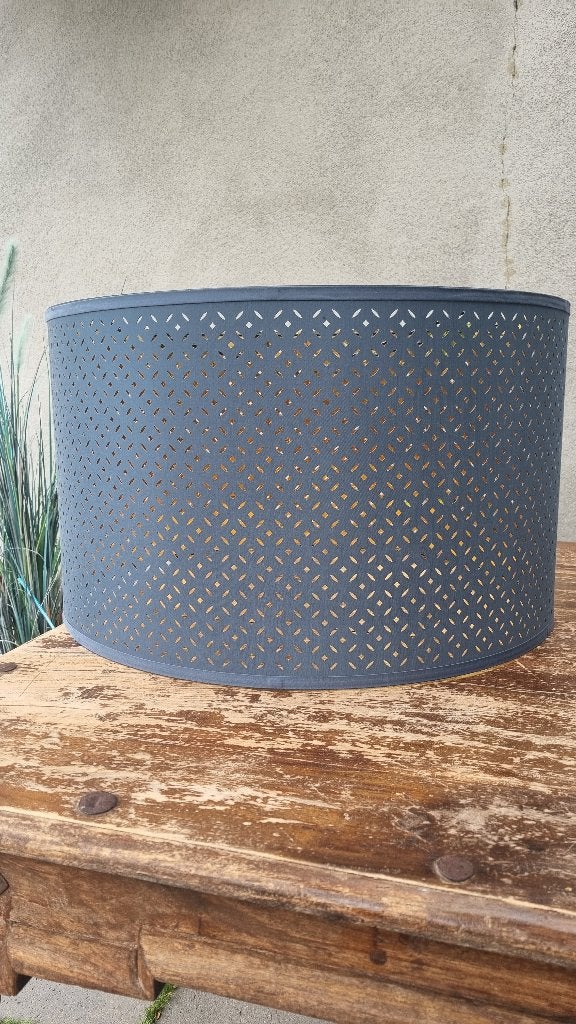IKEA NYMÖ Lampenkap, grijs-blauw/messingkleur, 59 cm, Ophalen, Zo goed als nieuw, Grijs, Rond