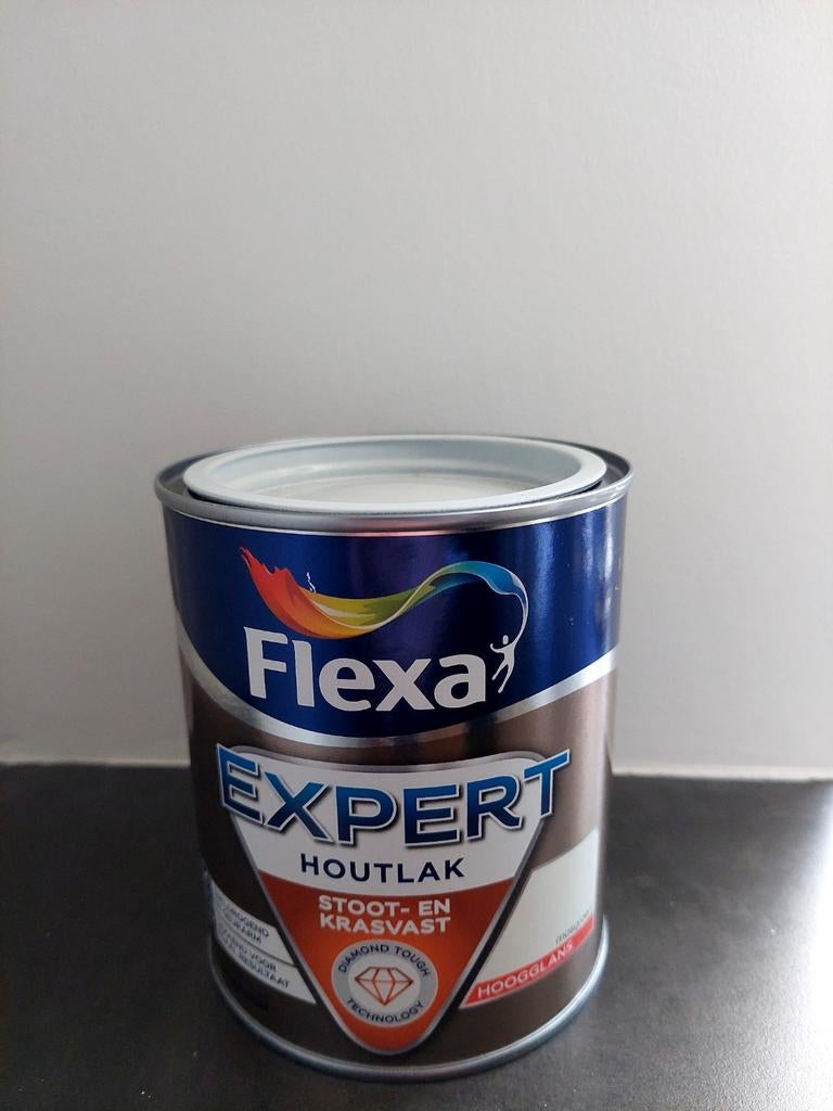21x Flexa Expert houtlak hoogglans stoot en krasvast 750 ml, Wit, Nieuw, Ophalen of Verzenden, Lak