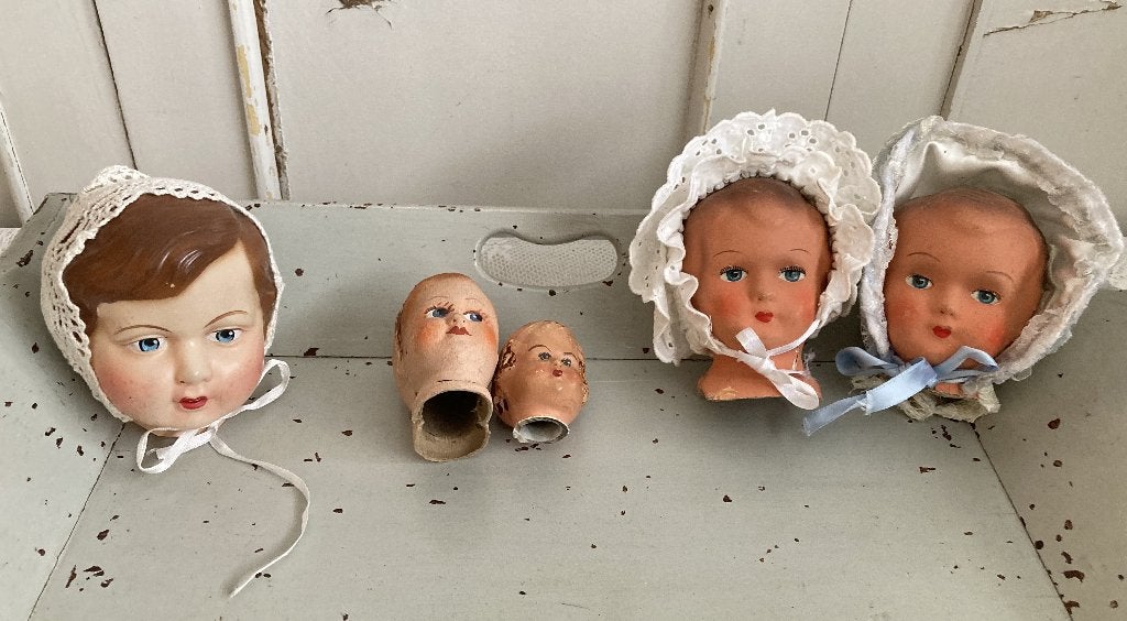 Brocante poppenkoppen - poppenhoofdjes / Decoratie, Ophalen, Overige materialen, ---, ---