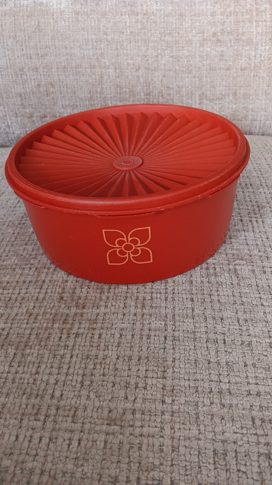 Vintage Tupperware koektrommel, Gebruikt, Schaal, Ophalen of Verzenden, Met deksel
