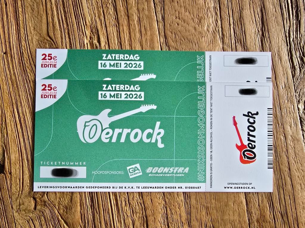 2 Oerrock tickets voor zaterdag, Tickets en Kaartjes, Evenementen en Festivals, Twee personen
