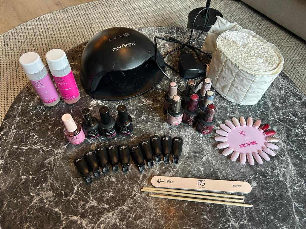 Pink Gellac Gel Nagellak Set met Accessoires, Ophalen of Verzenden, Zo goed als nieuw, Handen en Nagels, Make-up