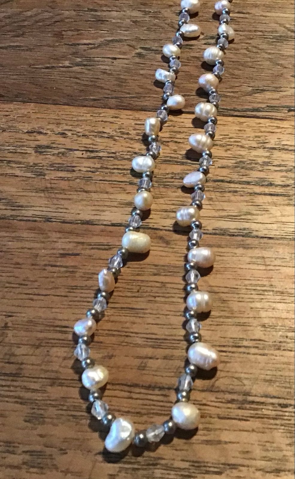 Prachtige ketting met zachtroze barok parels en kristallen, Ophalen of Verzenden, Overige materialen, Ketting, Met edelsteen