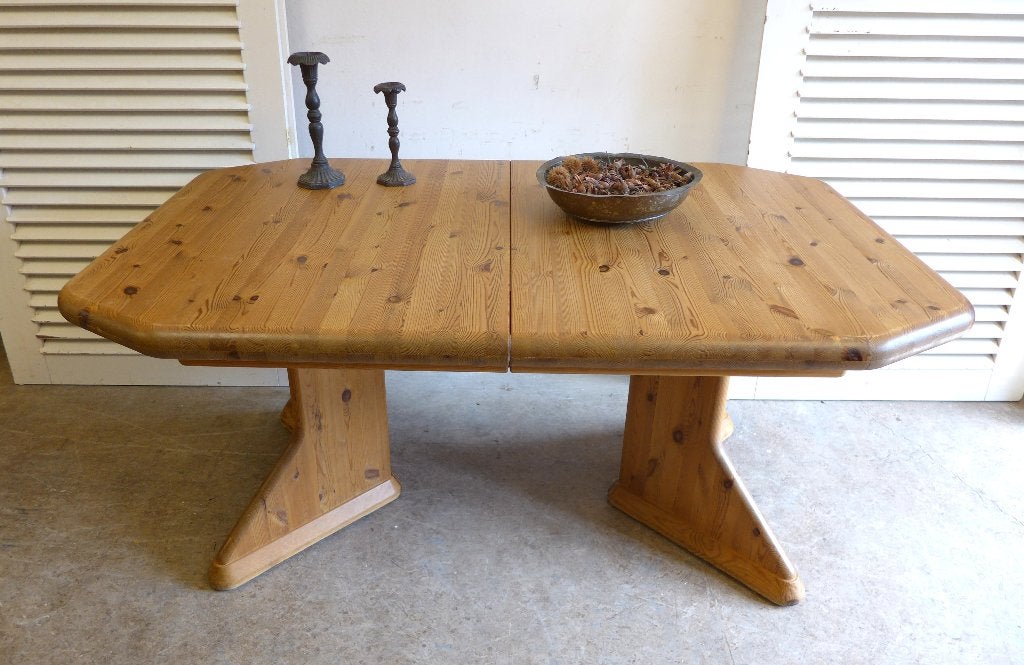 deense uitschuifbare brutalistische eettafel 160 - 210 cm, Brutalistisch retro vintage  mid century, Onbekend, 200 cm of meer