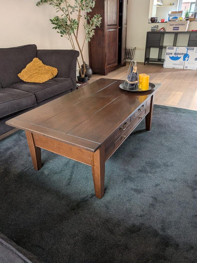Salontafel met 3 lades - Zeer goed onderhouden, Huis en Inrichting, Ophalen, 50 tot 100 cm, 100 tot 150 cm, Zo goed als nieuw
