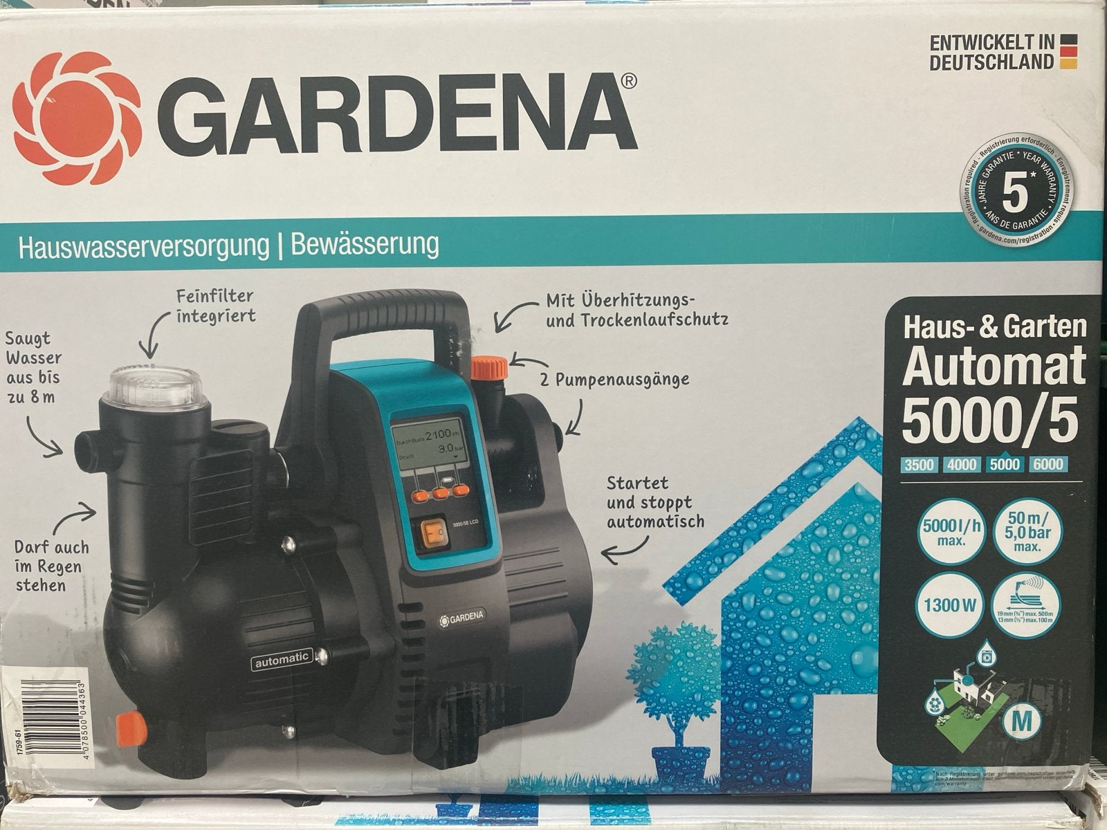 GARDENA Haus- & Garten Automat 5000/5 - Nieuw in doos, Ophalen of Verzenden, Nieuw, Elektrisch, Hydrofoorpomp