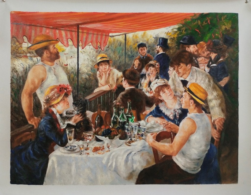 Olieverfreplica Renoir: Lunch van de roeiers, Portret of Personen, Impressionistisch, Handgeschilderd, Olieverf