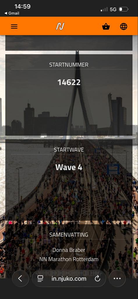Startbewijs Marathon Rotterdam, Eén persoon, April