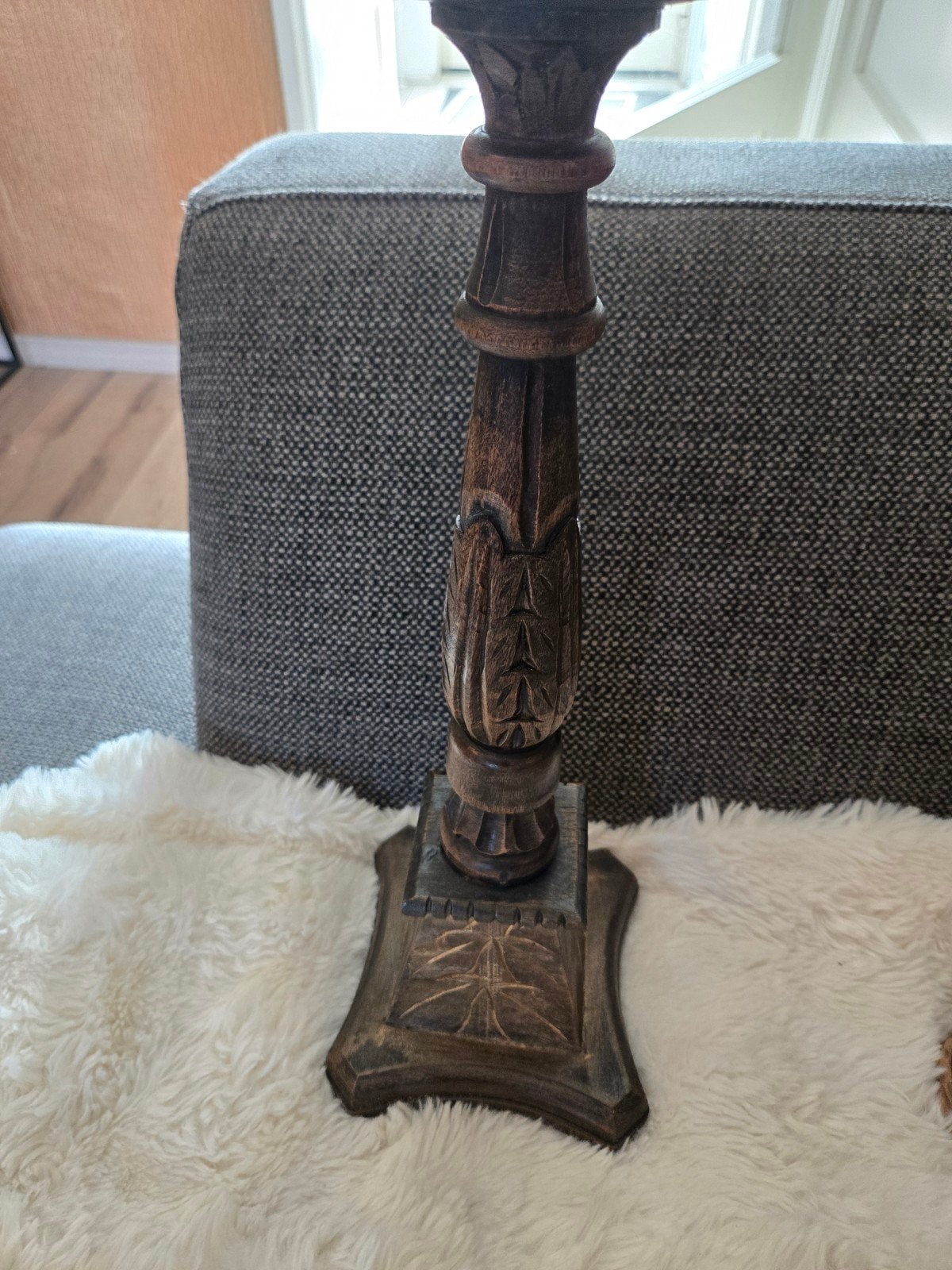 Erg mooie hoge Houten Kandelaar, Ophalen of Verzenden, Zo goed als nieuw, Kandelaar, Hout