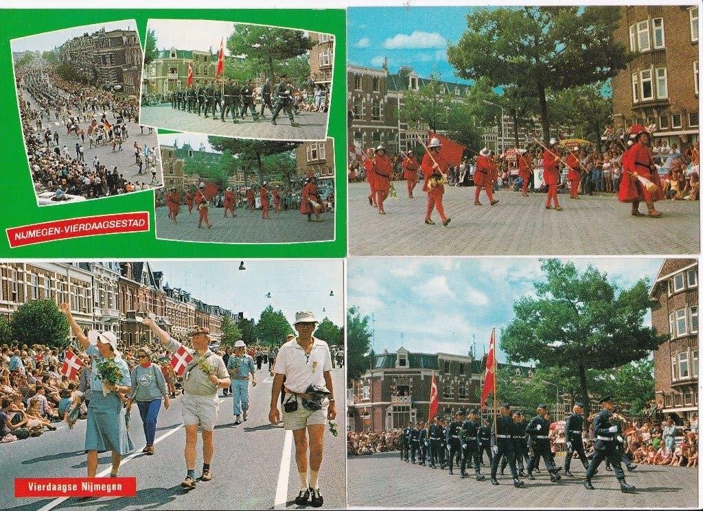 4x vierdaagse wandelfeest Nijmegen kleurenkaarten 1970-'90, Ophalen, 1960 tot 1980, Ongelopen, Gelderland
