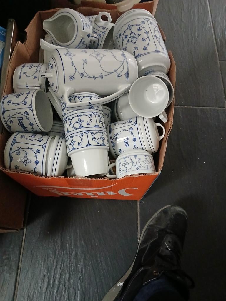 Vintage Delfts Blauw Servies Set - Koffie/Thee, Antiek en Kunst, Ophalen