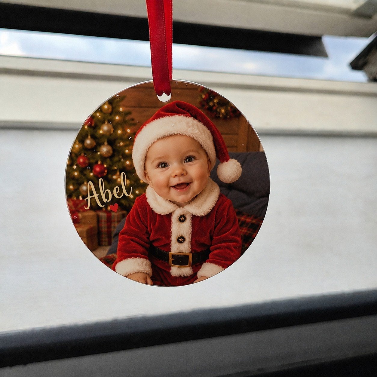 Gepersonaliseerde kersthanger / kerstbal met foto & naam!, Ophalen of Verzenden