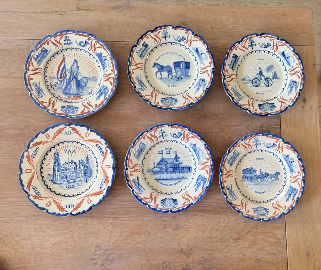 Set van 6 vintage Delftse wandborden – De Porceleyne Fles, Ophalen