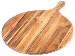 Nieuw | Teakhouten Pizza serveer- en snijplank rond - 36cm, Hout, Snij-/serveerplank, Nieuw, Ophalen of Verzenden