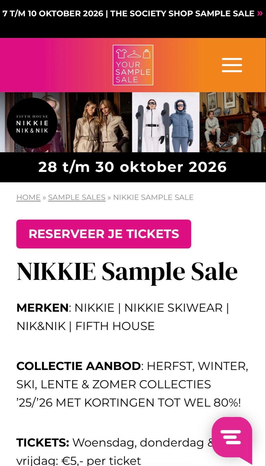 Nikkie sample sale kaartjes gezocht 28 oktober 2026, Tickets en Kaartjes