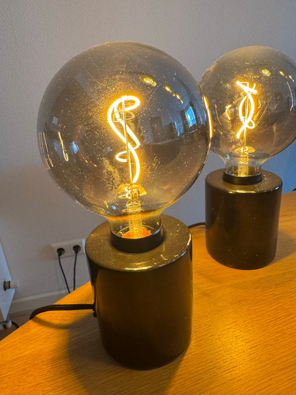 2x Nachtlampje met stenen voet en schakelaar, Huis en Inrichting, Met schakelaar, Gebruikt, Nachtlamp, Ophalen of Verzenden
