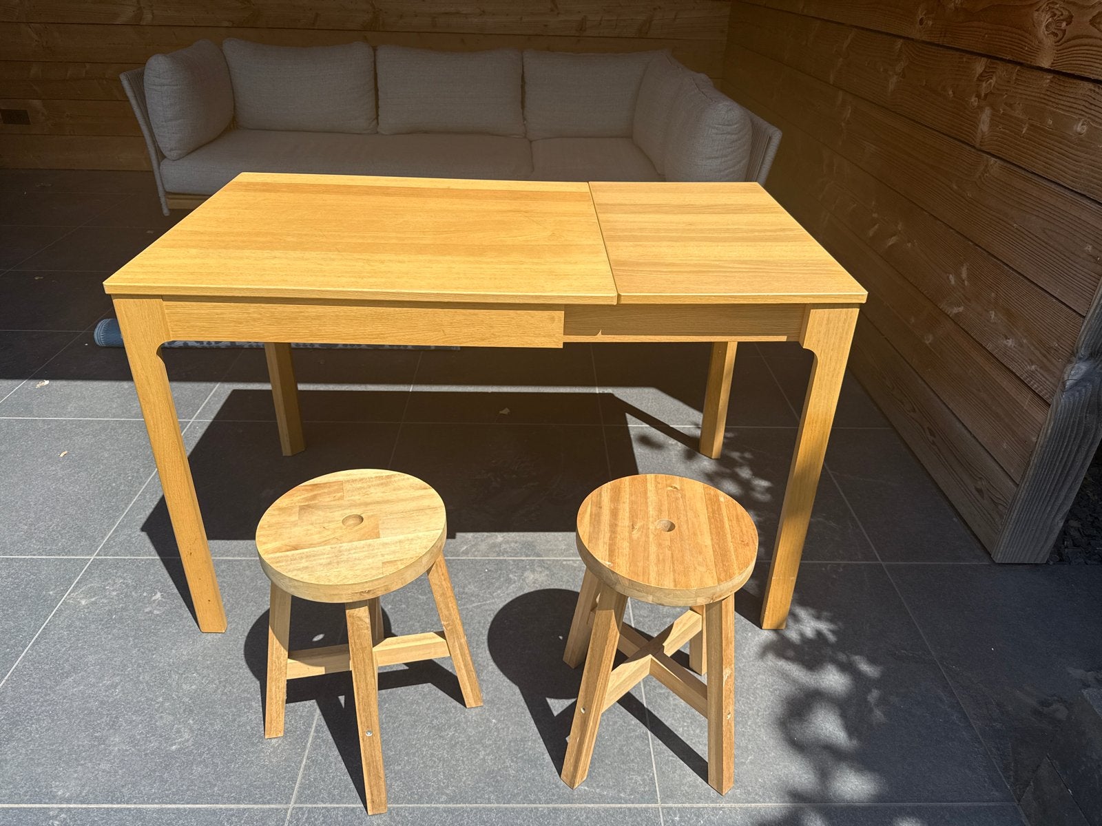 IKEA Ekedalen eettafel met 2 krukken, Ophalen, Gebruikt, 100 tot 150 cm, Eikenhout