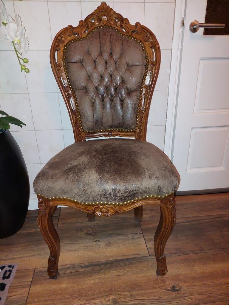 4 barok stoelen, Overige materialen, Gebruikt, Barok, Bruin