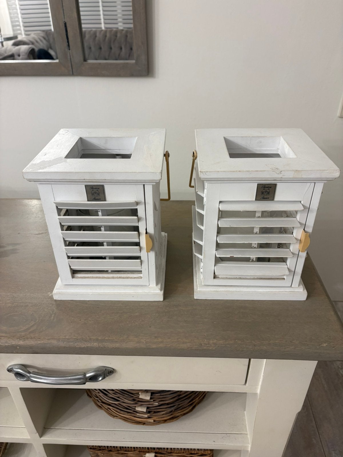 Te koop 2 Prachtige Riviera Maison Shutter Lantaarns., Ophalen, Zo goed als nieuw, Minder dan 45 cm