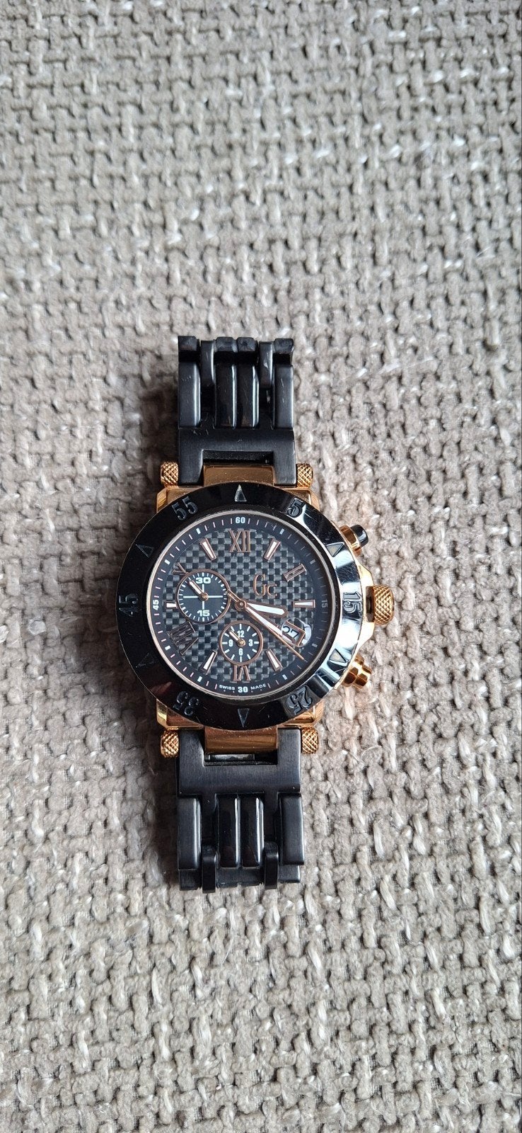 GC Guess Collection Herenhorloge Zwart/Rosegoud Keramkiek, Overige merken, Staal, Staal, Polshorloge