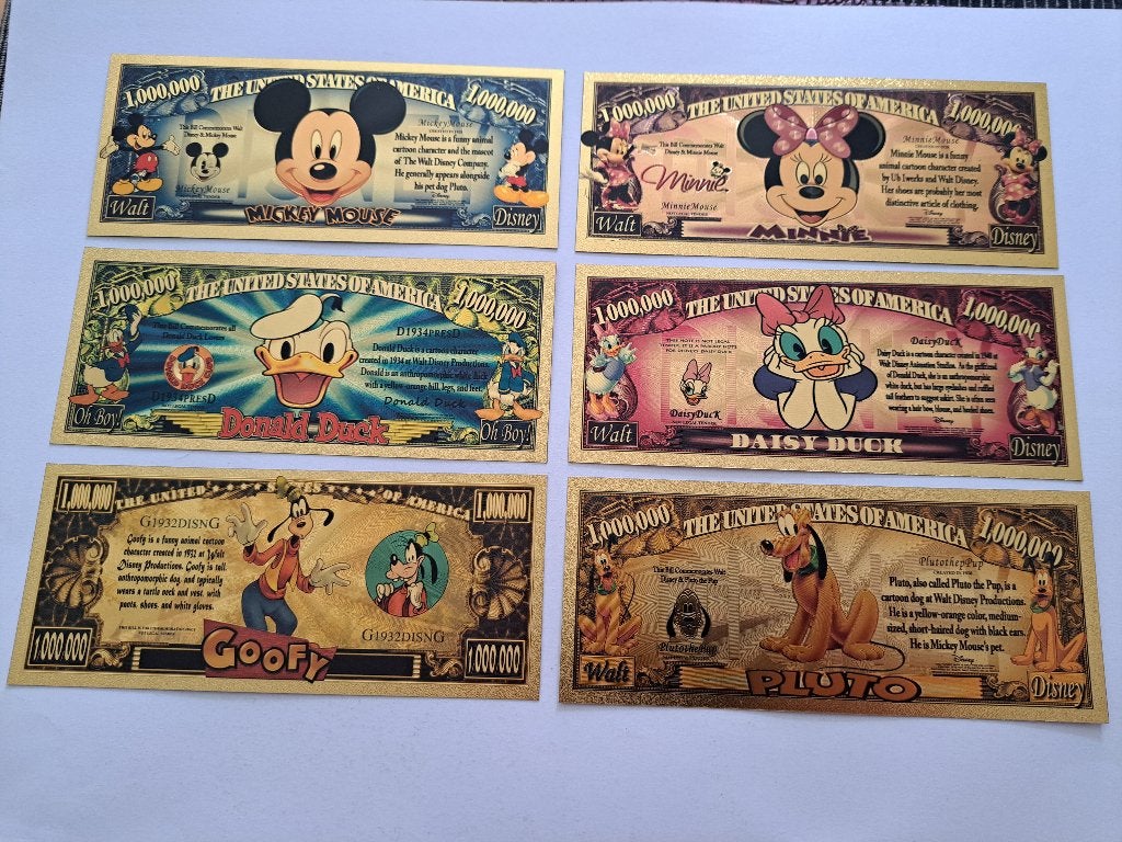 GOUDFOLIE BILJEETTEN -CARTOON SERIE 1A -  DISNEY SERIE 6X, Verzenden, Nieuw