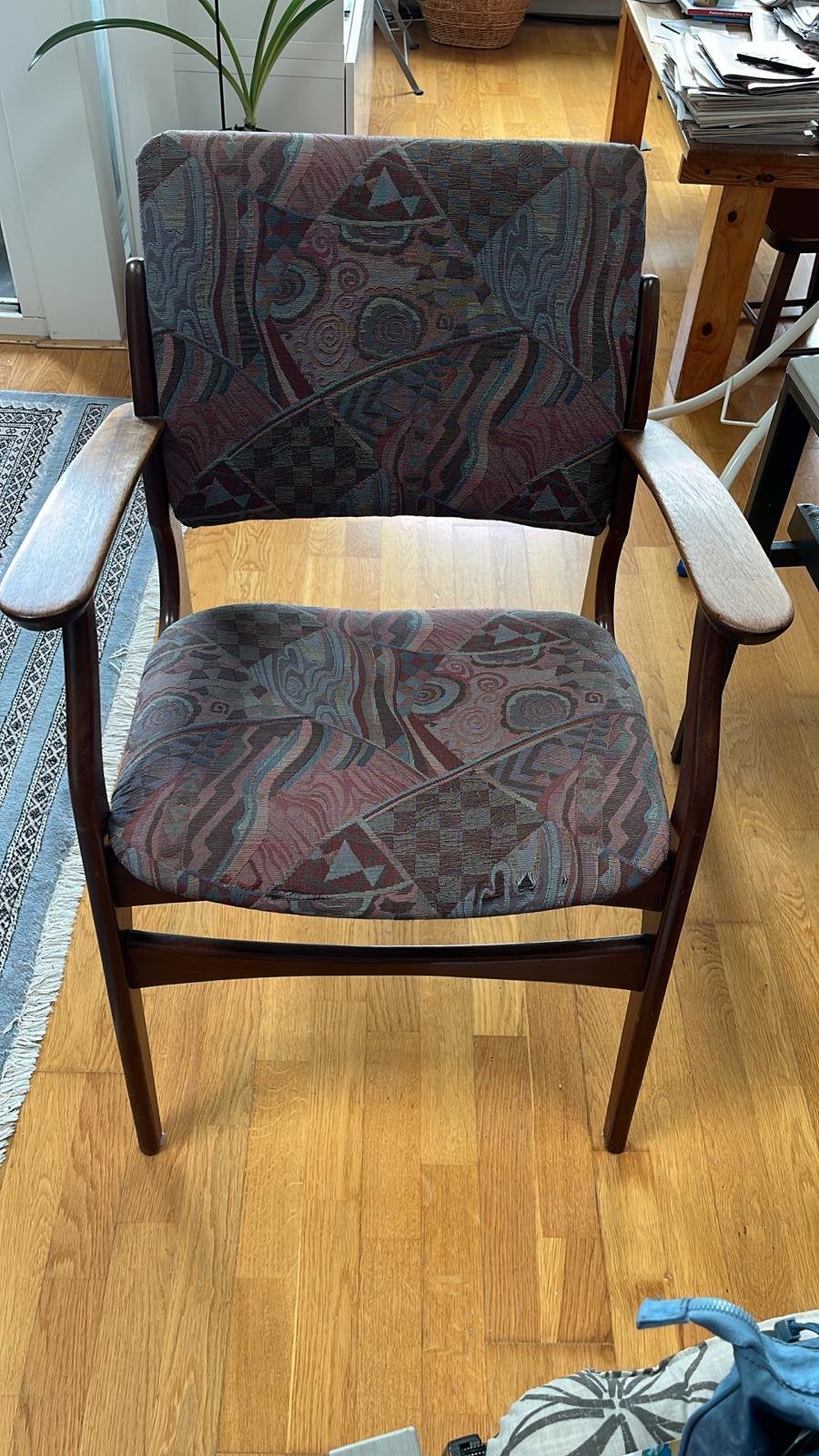 Vintage houten armstoel – Jaren 60 – Mid-Century Modern, Ophalen, Hout, Overige kleuren, Zo goed als nieuw