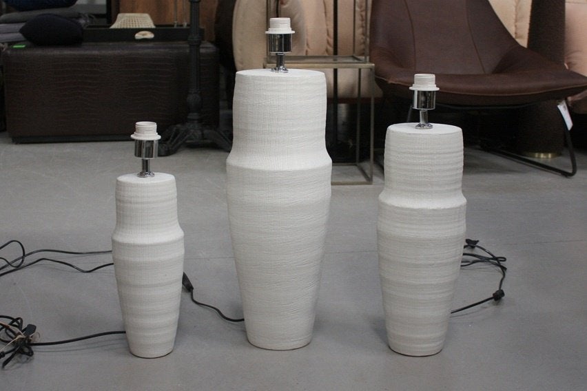 3 x lampvoet tafellamp PICACHO Light & Living wit keramiek, Met schakelaar, Wit, Zo goed als nieuw, Steen/keramiek