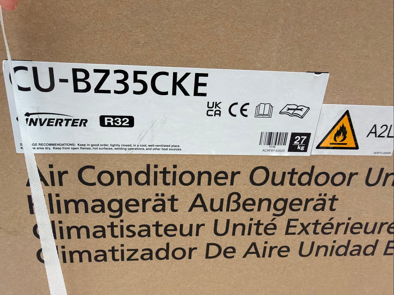 Nieuwe Panasonic Airco 3.5kw binnen en buitenunit WIFI, Witgoed en Apparatuur, Ophalen, Minder dan 60 m³, Nieuw, 3 snelheden of meer