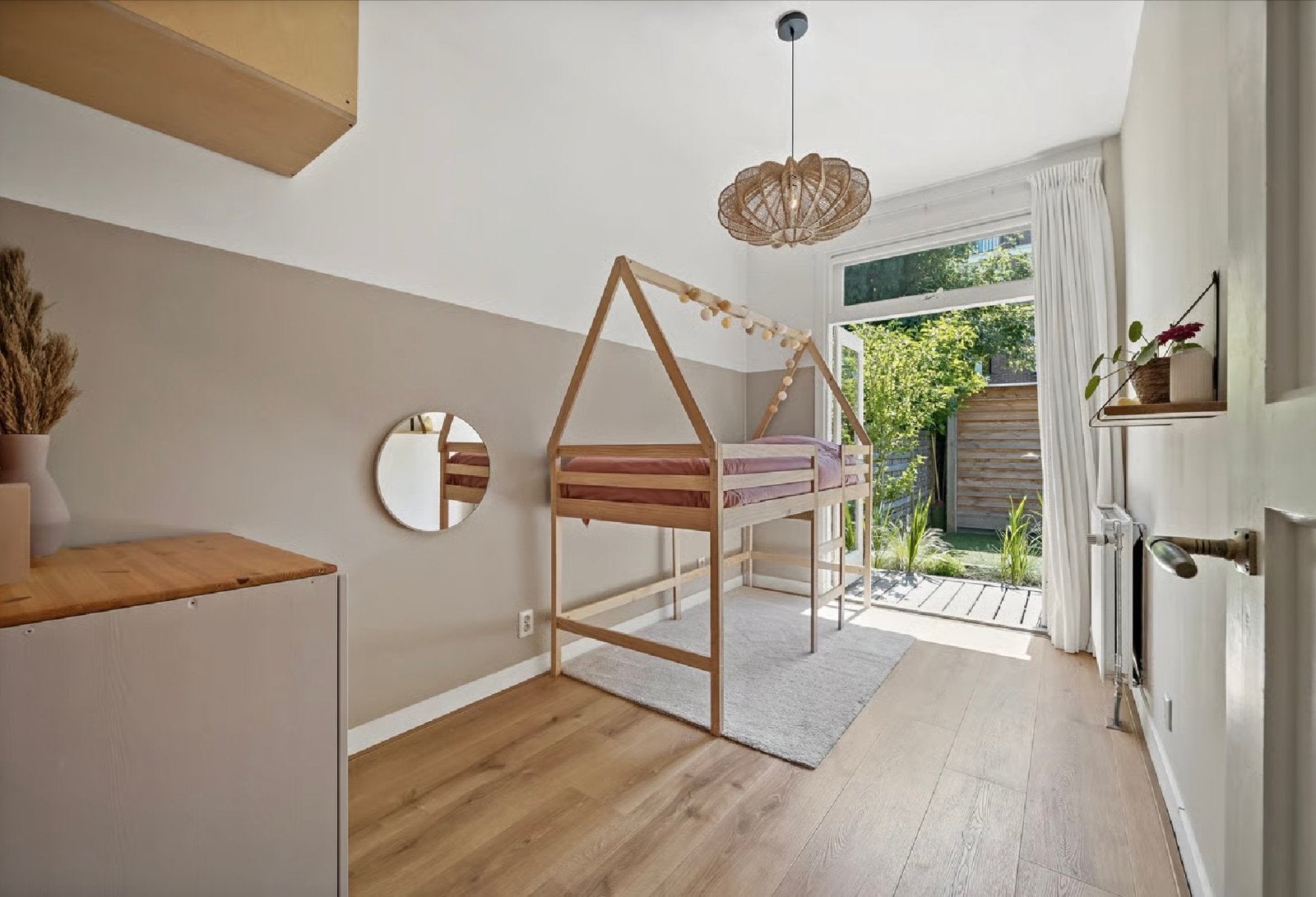 Vida XL grenen halfhoogslaper met huisframe voor kinderkamer, Ophalen, Gebruikt, 90 cm, Eenpersoons