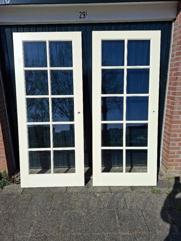 1 withouten linksdraaiende binnen-/opdekdeur met 10 raampjes, Ophalen, Gebruikt, Deur