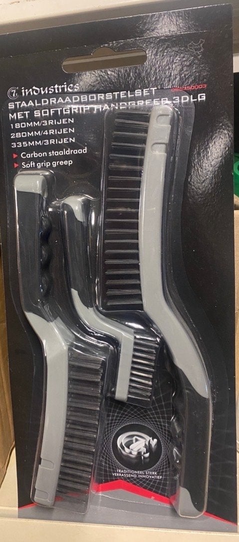 Nieuwe Industries Staaldraadborstelset met Softgrip - 3-deli, Ophalen of Verzenden, Nieuw, Overige typen, Overige merken