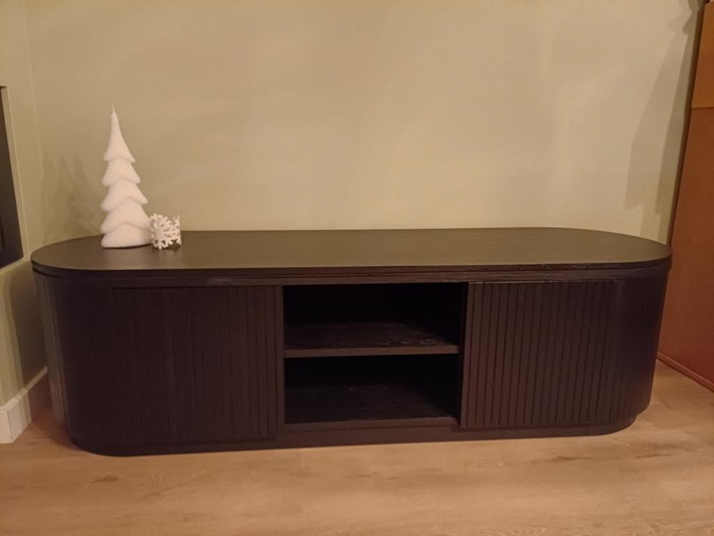 Sohome Nohr Zwart TV-meubel met Opbergruimte, Ophalen, 100 tot 150 cm, Zo goed als nieuw, Minder dan 100 cm