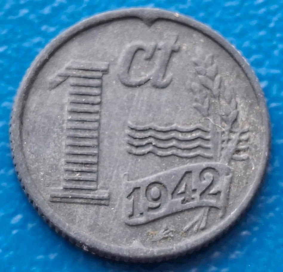 Nederland 1 cent 1942 zink - Wilhelmina, Ophalen of Verzenden, Koningin Wilhelmina, 1 cent, Losse munt