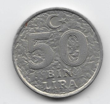 Turkije 50 bin lira 1999 KM# 1056, Ophalen of Verzenden, Midden-Oosten, Losse munt