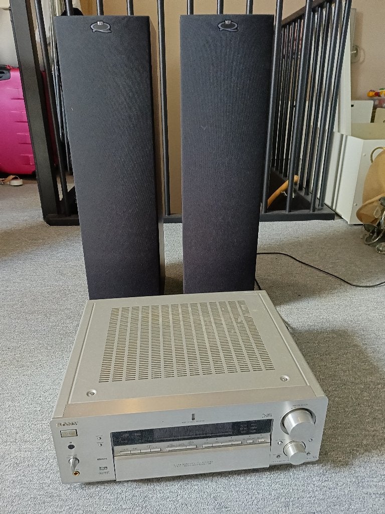 Kef luidsprekers met Sony versterker., Ophalen, Vloerstaande luidspreker, Gebruikt, 60 tot 120 watt