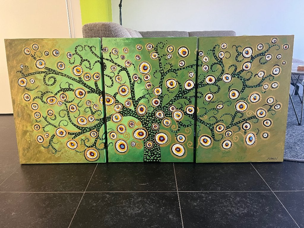 Schilderij drieluik boom, Ophalen