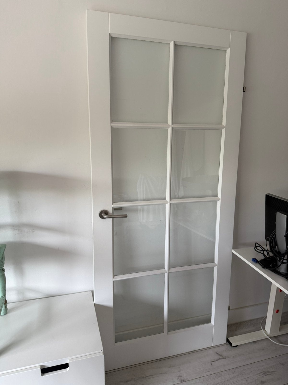 Opdek binnendeur links met glas, ruitjes wit, Doe-het-zelf en Verbouw, Deuren en Horren, Ophalen, Binnendeur, 200 tot 215 cm, Glas