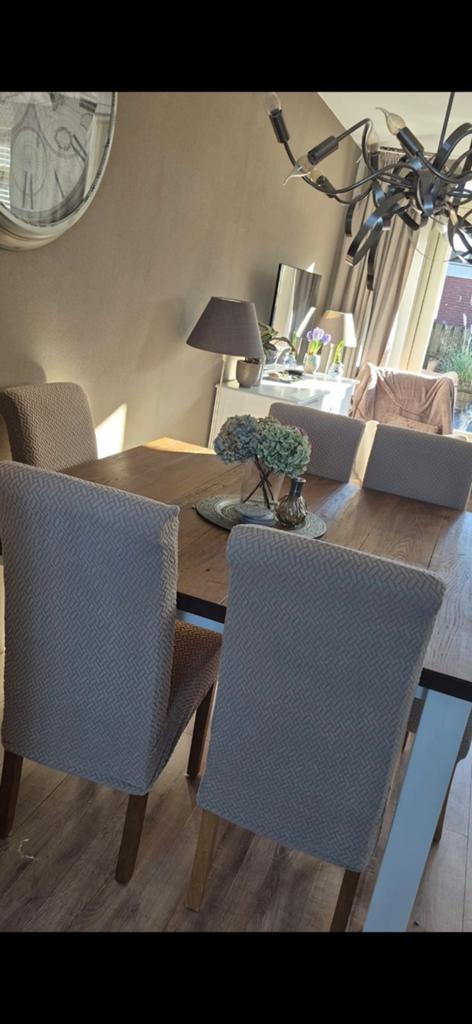 Landelijke eettafel vierkant 140x140, Ophalen, Gebruikt, Vierkant, Vijf personen of meer