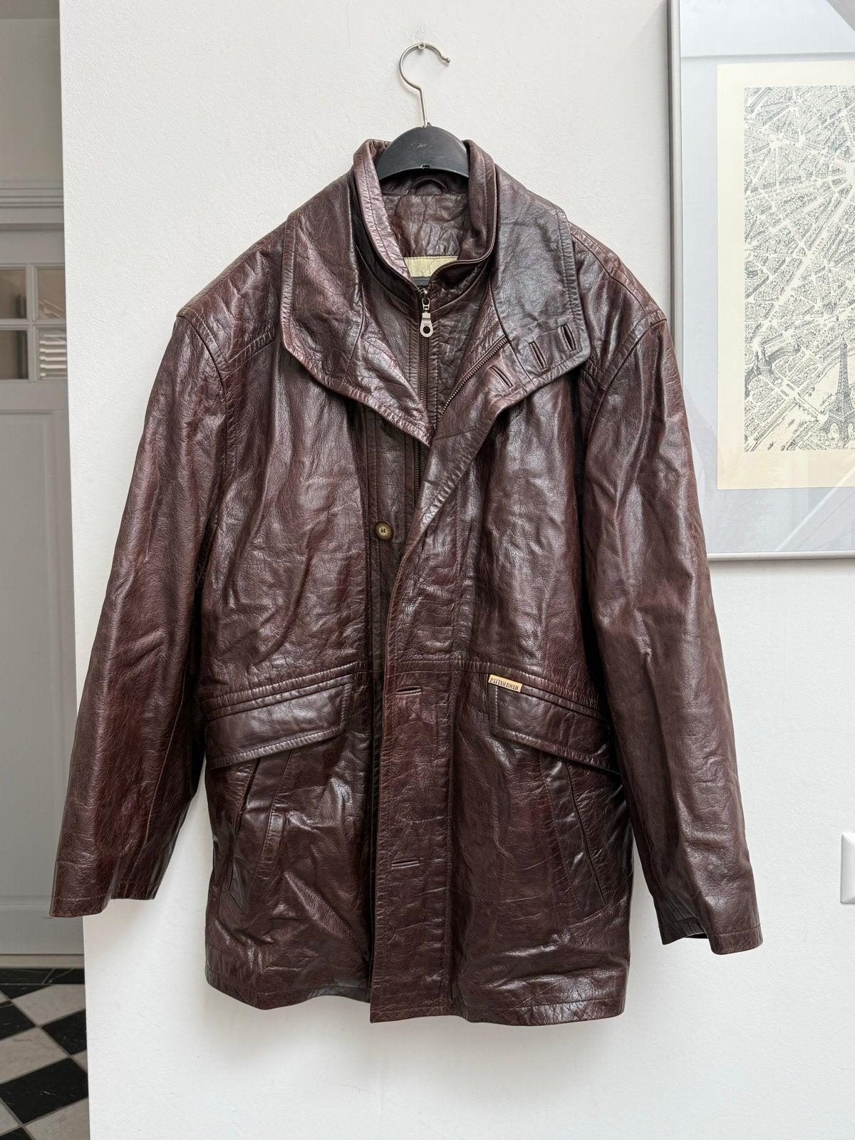 Heren Leren Jas XL - Vintage Bruin met Dubbele Rits, Ophalen of Verzenden, Zo goed als nieuw, Maat 56/58 (XL), Bruin