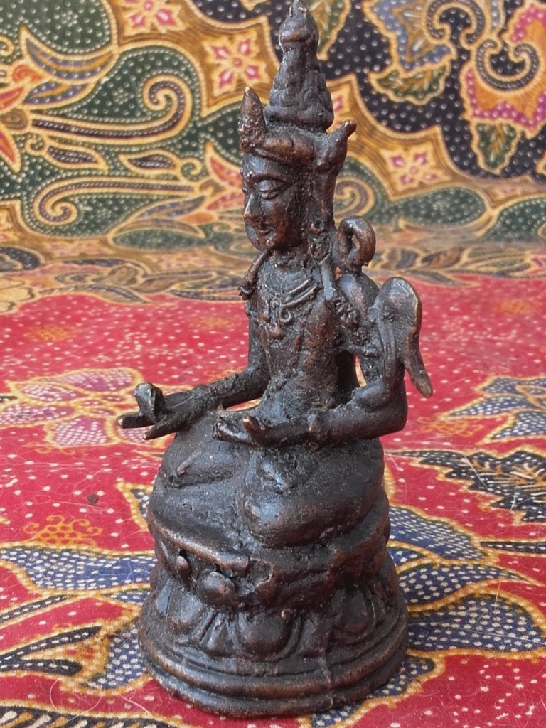 Mooi origineel antiek brons tempelbeeldje uit India 10,3 cm., Antiek en Kunst, India, Handgemaakt, Ophalen of Verzenden, Brons