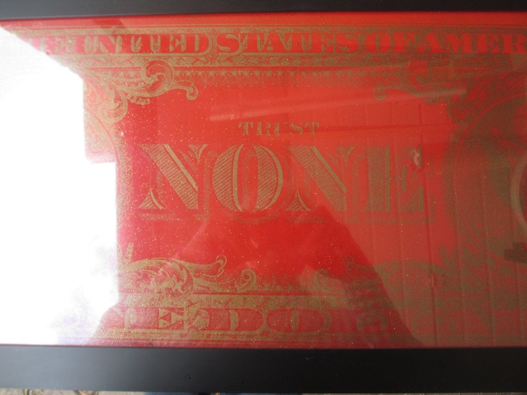 Modern artwork TRUST NONE one DOLLAR, Overig onderwerp, Overige materialen, Overige technieken, Ophangklaar