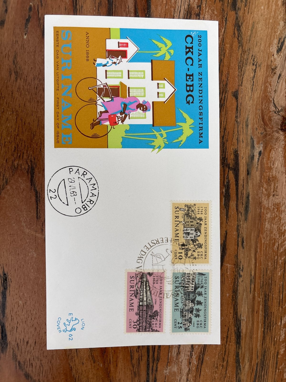 Suriname Eerstedag envelop 1963 - 200 Jaar Zending, Ophalen of Verzenden, Gestempeld