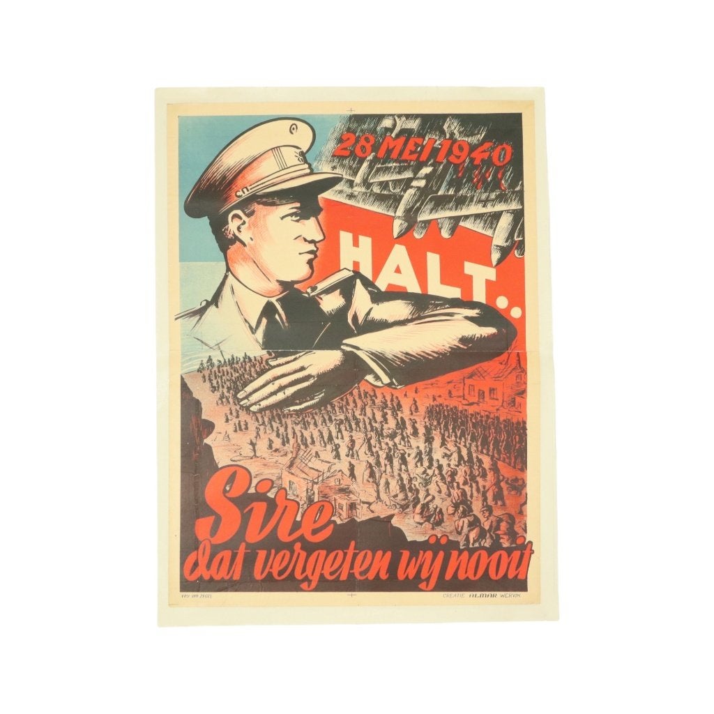 Militaria Affiche Poster 1940 Sire Dat Vergeten Wij Nooit, Ophalen of Verzenden, A1 t/m A3, Overige onderwerpen, Rechthoekig Staand
